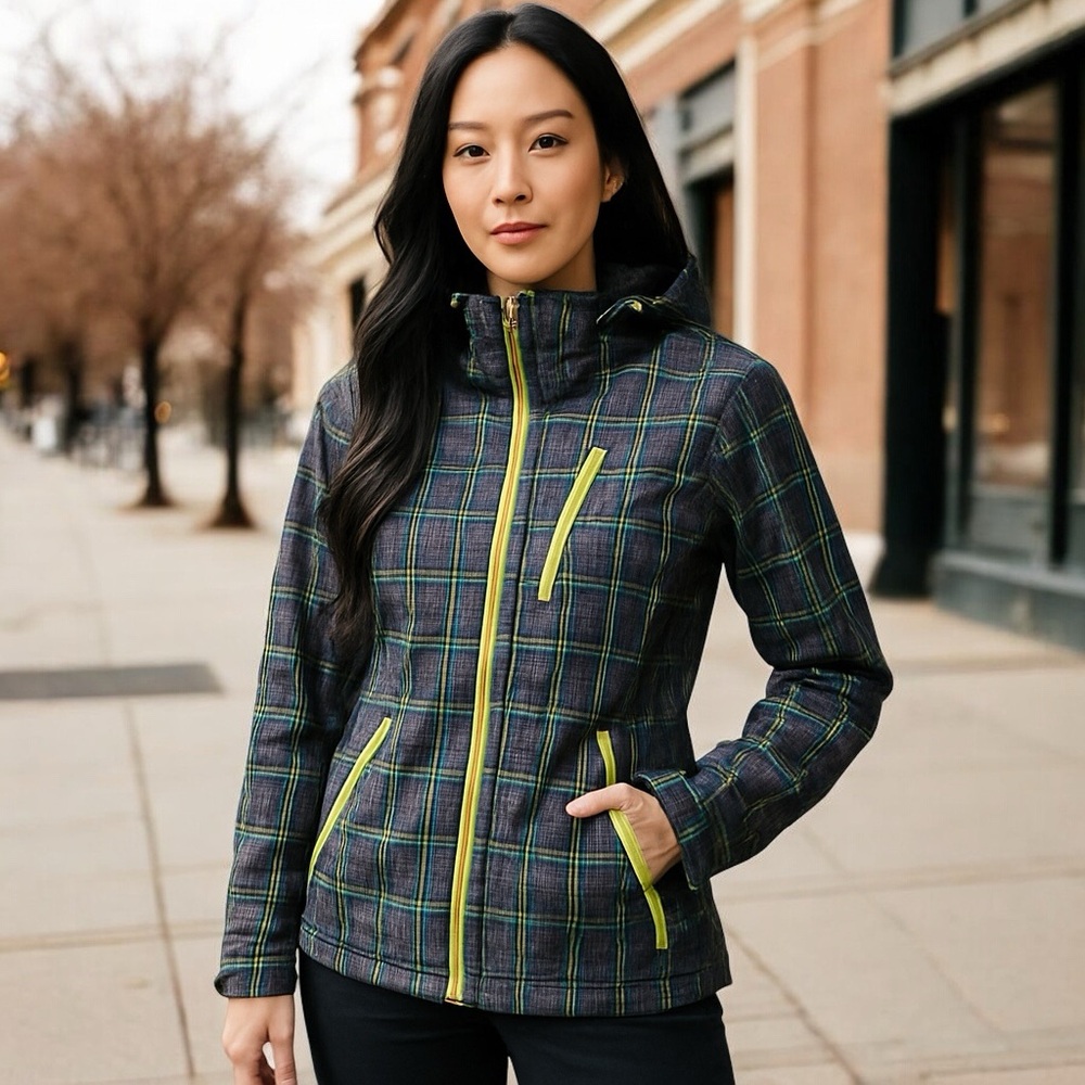 Athleta utility moto jacket plaid Women's xxs hoodie